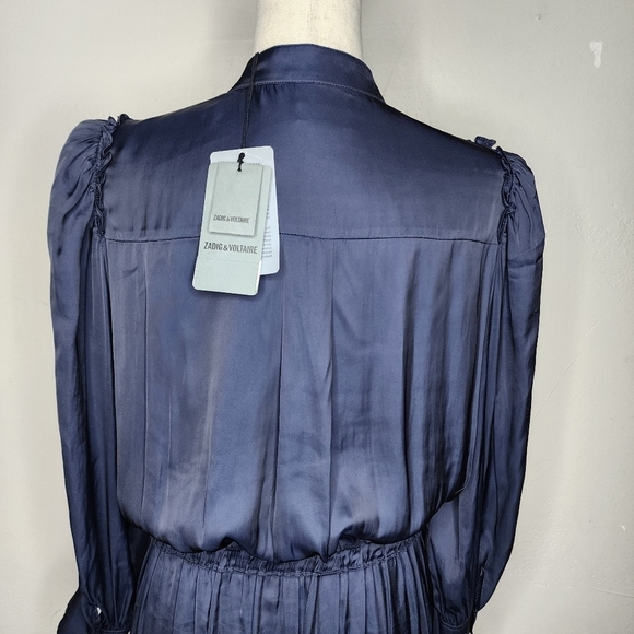 NWT Zadig & Voltaire Relinda Satin Button Front Midi Dress Size Large - Picture 4 of 14
